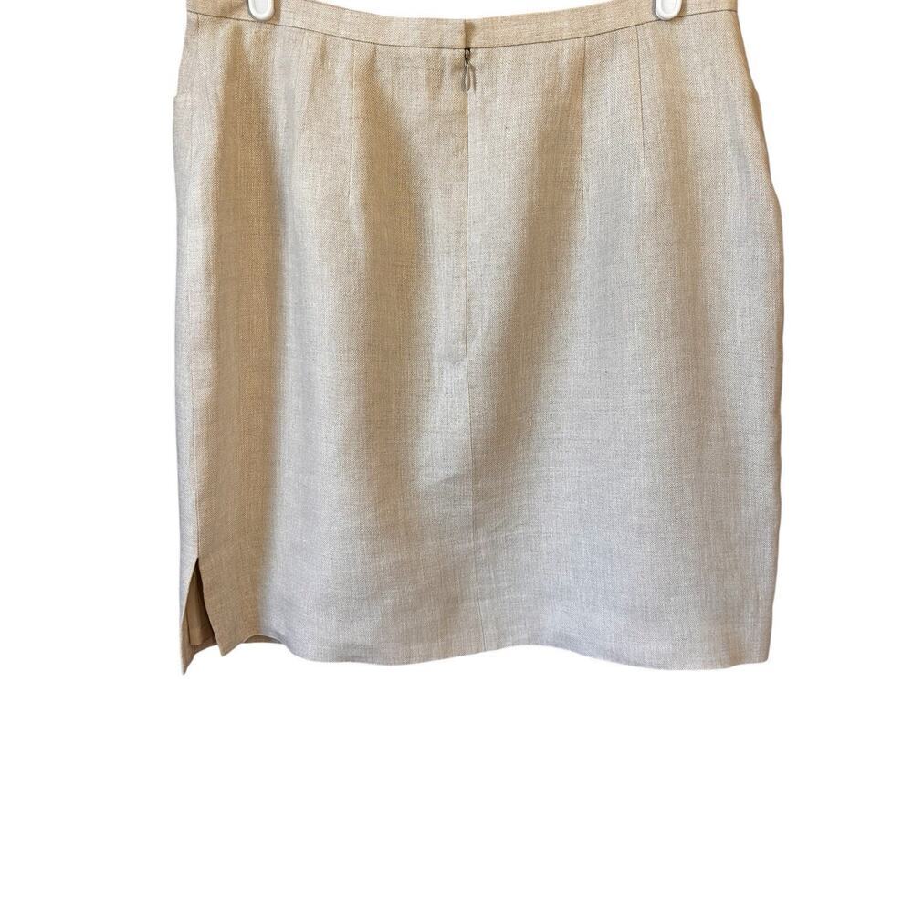 Talbots Womens 100% Irish Linen Beige Fully Lined Pencil Skirt Front Pockets 14P - Picture 10 of 12